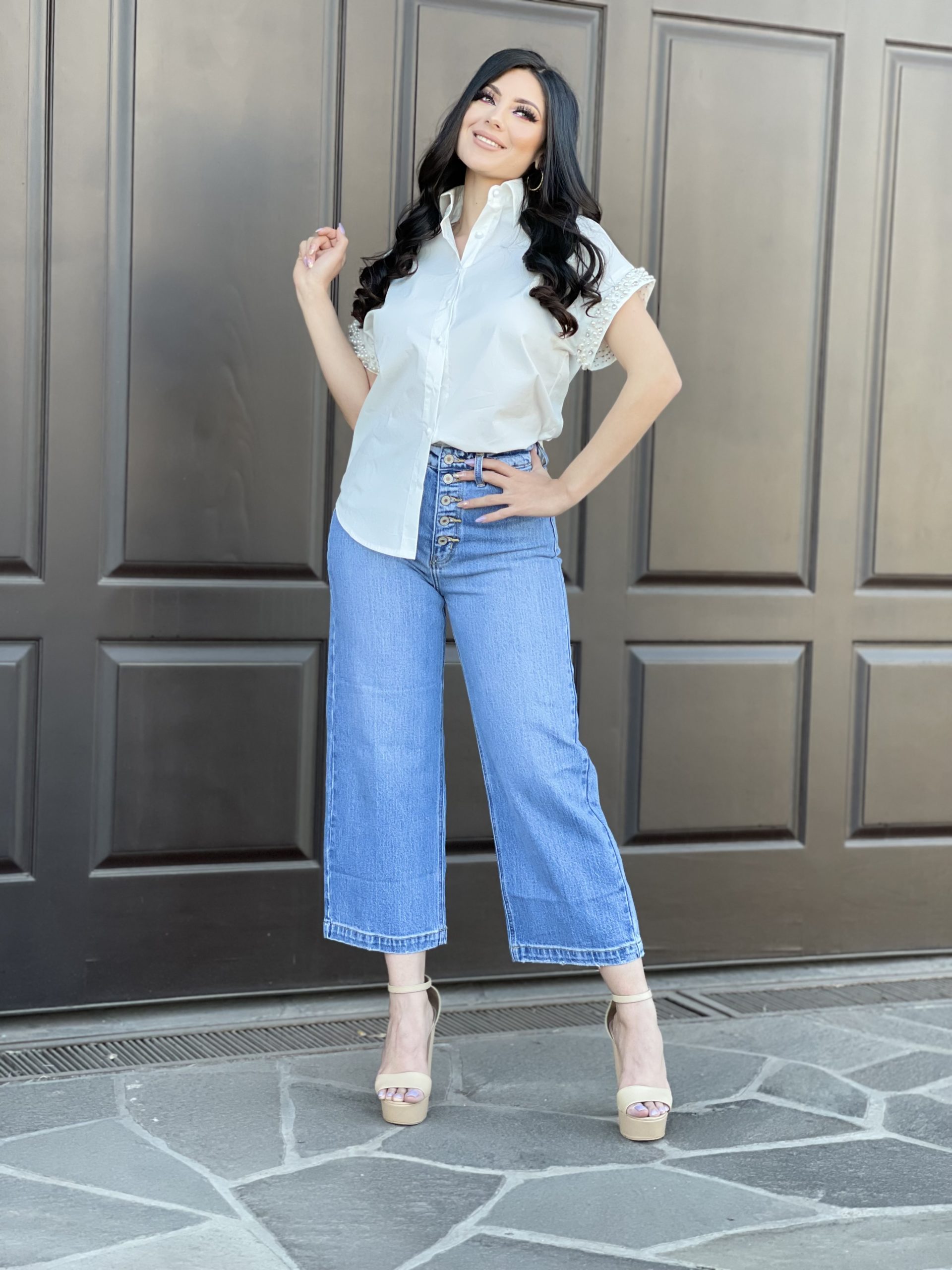 PANTALON ALTO PIERNA ANCHA CORTO - INNA Boutique